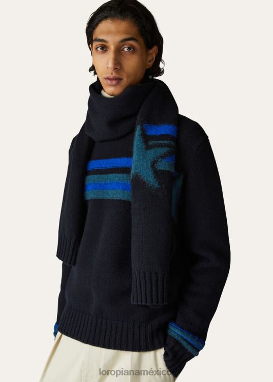 Loro Piana hombres bufanda celina azul marino elegante (f5l7) 2FPNR1236