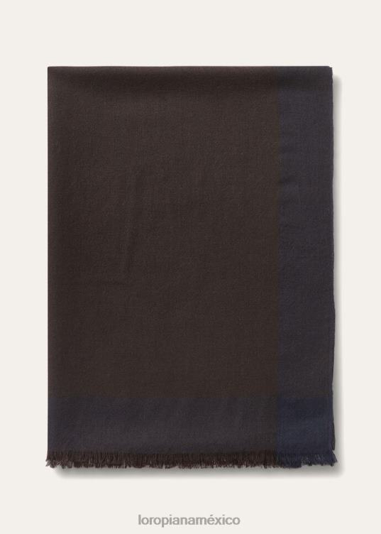 Loro Piana hombres bufanda grande bigli chocolate decadente/azul clásico (b1oq) 2FPNR1234