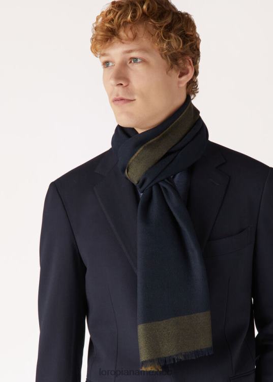 Loro Piana hombres bufanda grande bigli chocolate decadente/azul clásico (b1oq) 2FPNR1239