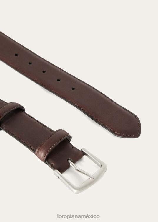 Loro Piana hombres cinturon alsavel chocolate (h026) 2FPNR1337