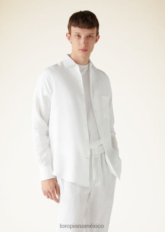 Loro Piana hombres camisa andré blanco óptico (1005) 2FPNR1048