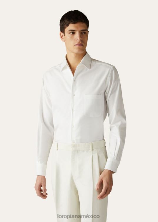 Loro Piana hombres camisa andré blanco óptico (1005) 2FPNR1070
