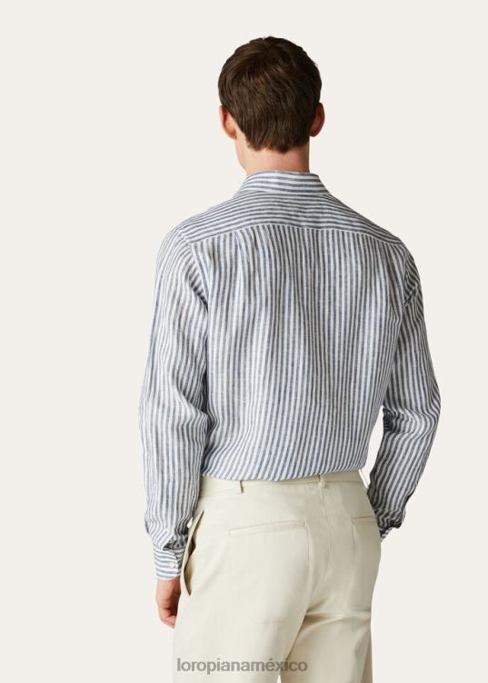 Loro Piana hombres camisa andré rayas azules suaves (f1zf) 2FPNR1063