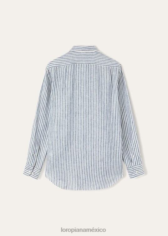Loro Piana hombres camisa andré rayas azules suaves (f1zf) 2FPNR1063