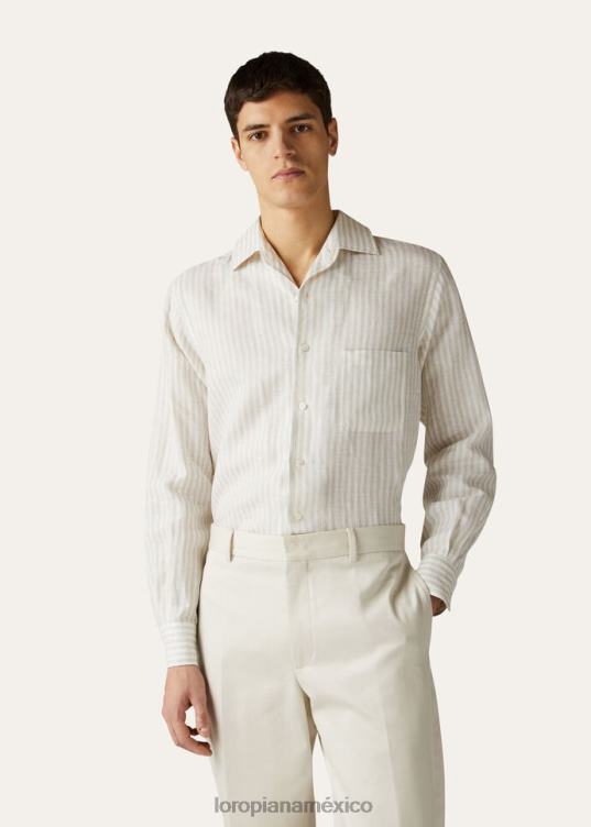 Loro Piana hombres camisa andré rayas azules suaves (f1zf) 2FPNR1077