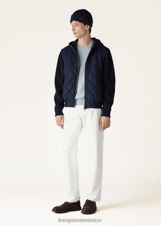 Loro Piana hombres bomber con capucha ampay azul marino (w000) 2FPNR867