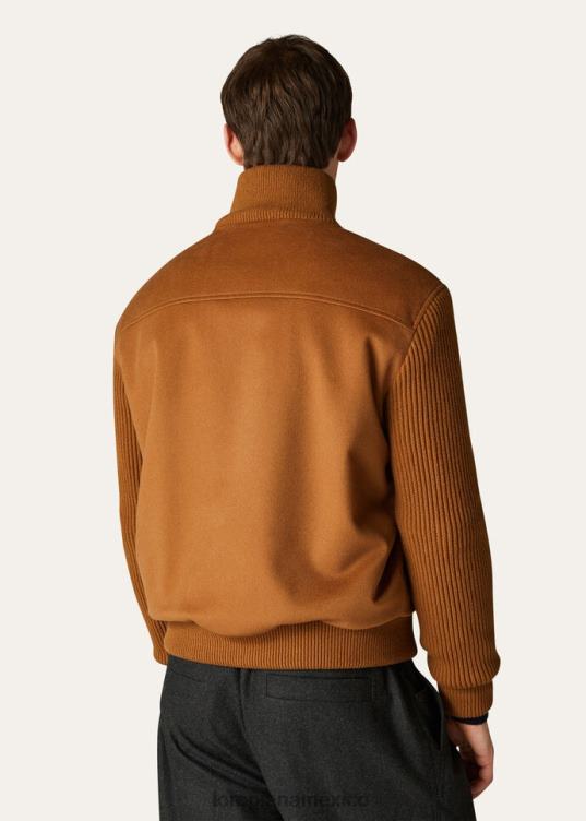 Loro Piana hombres chaqueta bomber vicuña oscura natural (e09y) 2FPNR913