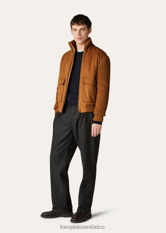 Loro Piana hombres chaqueta bomber vicuña oscura natural (e09y) 2FPNR913