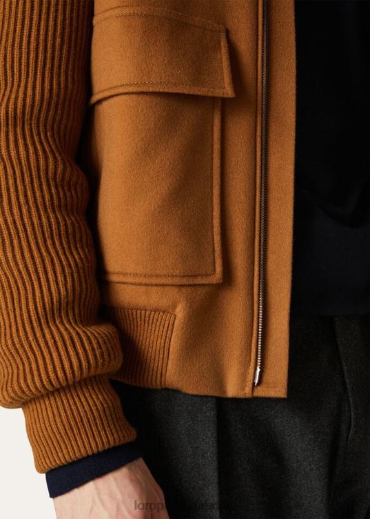 Loro Piana hombres chaqueta bomber vicuña oscura natural (e09y) 2FPNR913