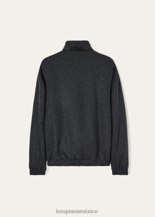 Loro Piana hombres suéter bombardero negro/gris melange (m047) 2FPNR915