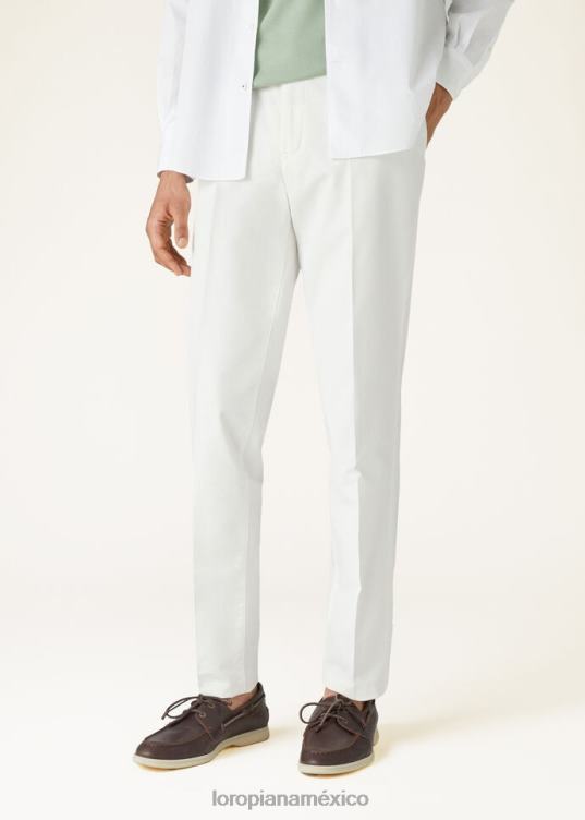 Loro Piana hombres pantalón pantaplano blanco óptico (1005) 2FPNR971