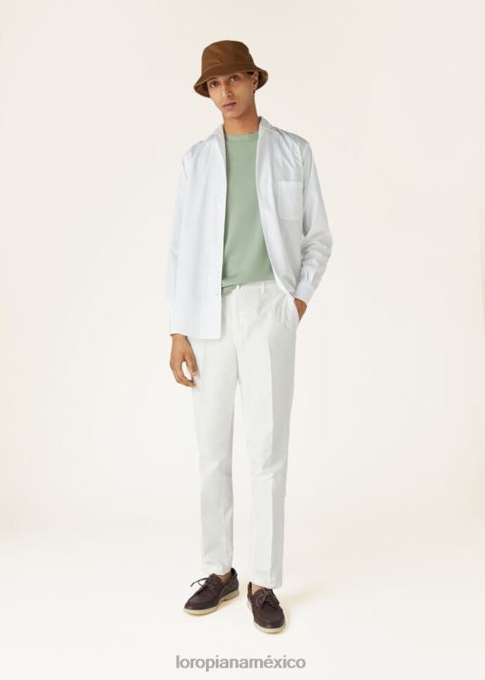 Loro Piana hombres pantalón pantaplano blanco óptico (1005) 2FPNR971