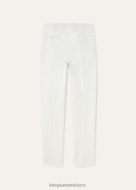 Loro Piana hombres pantalón pantaplano blanco óptico (1005) 2FPNR971