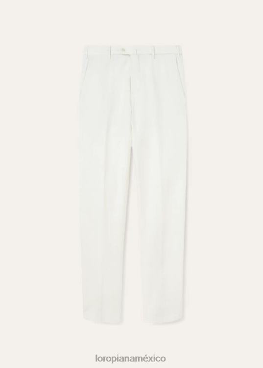 Loro Piana hombres pantalón pantaplano blanco óptico (1005) 2FPNR971