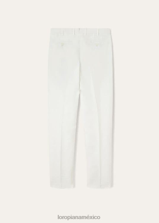 Loro Piana hombres pantalones pantaplanos slim blanco óptico (1005) 2FPNR1016