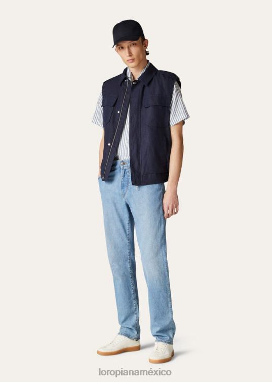 Loro Piana hombres pantalones quarona de cinco bolsillos azul japón (w0ni) 2FPNR1017
