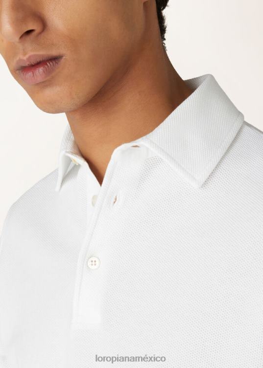 Loro Piana hombres camisa polo blanco óptico (1005) 2FPNR1129