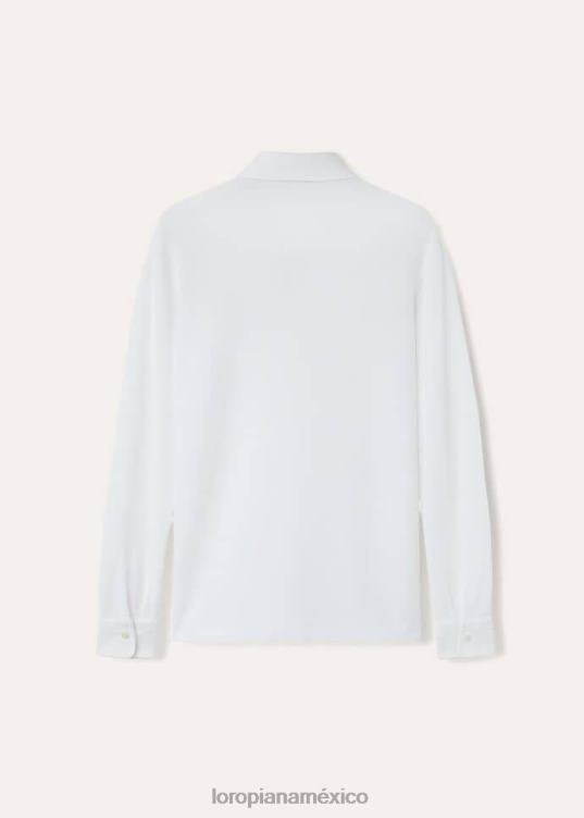 Loro Piana hombres camisa polo blanco óptico (1005) 2FPNR1129
