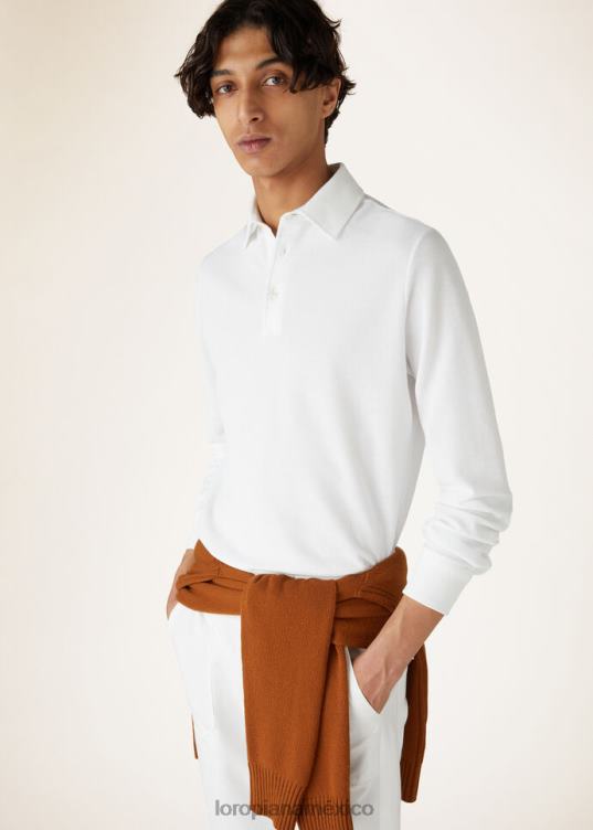 Loro Piana hombres camisa polo blanco óptico (1005) 2FPNR1129