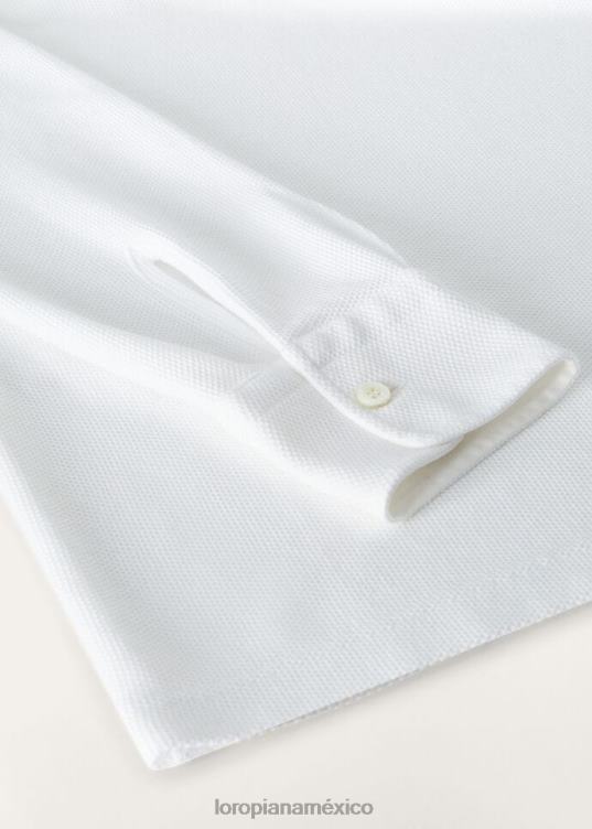 Loro Piana hombres camisa polo blanco óptico (1005) 2FPNR1129