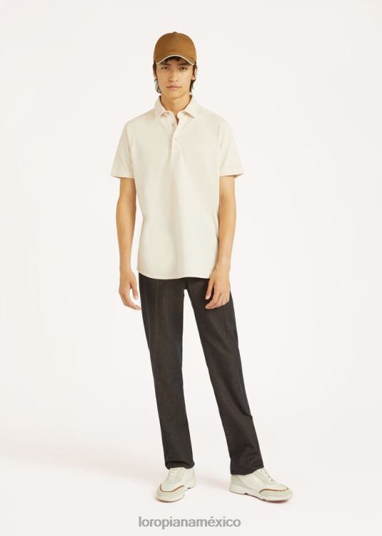 Loro Piana hombres camisa polo blanco óptico (1005) 2FPNR1141
