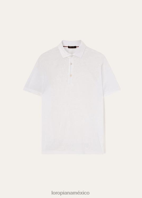 Loro Piana hombres camisa polo blanco óptico (1005) 2FPNR1145
