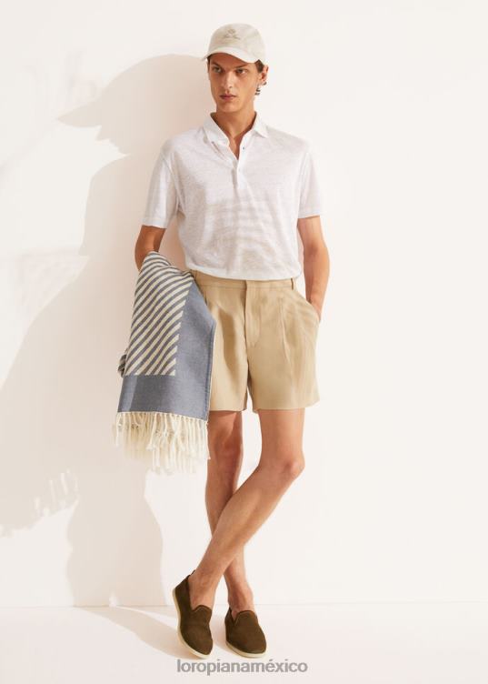 Loro Piana hombres camisa polo blanco óptico (1005) 2FPNR1145