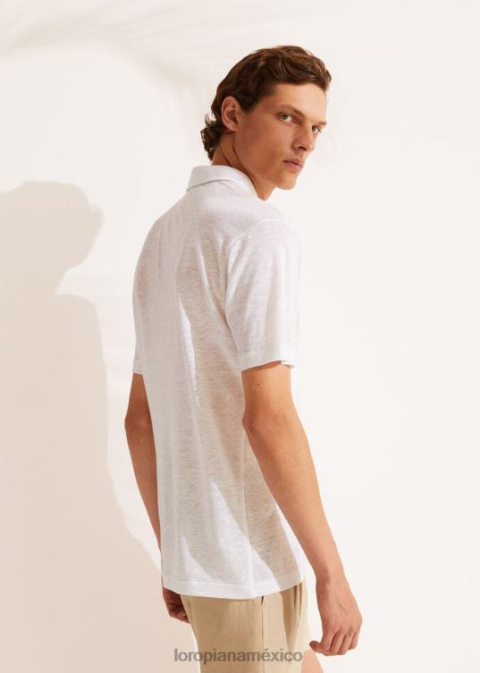 Loro Piana hombres camisa polo blanco óptico (1005) 2FPNR1145