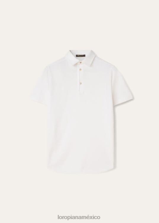 Loro Piana hombres camisa polo blanco óptico (1005) 2FPNR1151