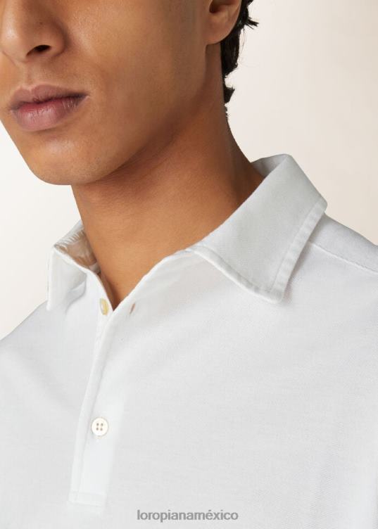 Loro Piana hombres camisa polo blanco óptico (1005) 2FPNR1151