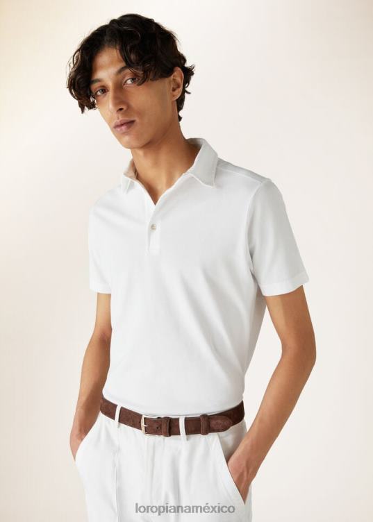 Loro Piana hombres camisa polo blanco óptico (1005) 2FPNR1151