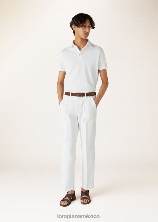 Loro Piana hombres camisa polo blanco óptico (1005) 2FPNR1151