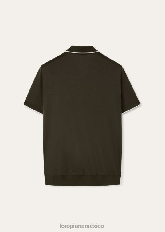 Loro Piana hombres camisa polo sin botones clorofila (50wl) 2FPNR1113