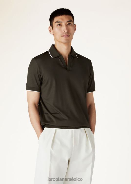 Loro Piana hombres camisa polo sin botones clorofila (50wl) 2FPNR1113