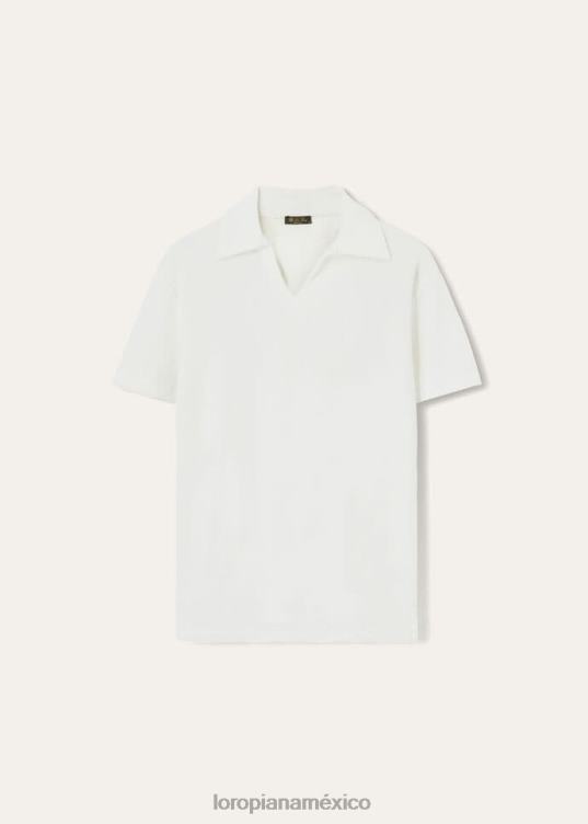 Loro Piana hombres polo de porto venere blanco óptico (1005) 2FPNR1150
