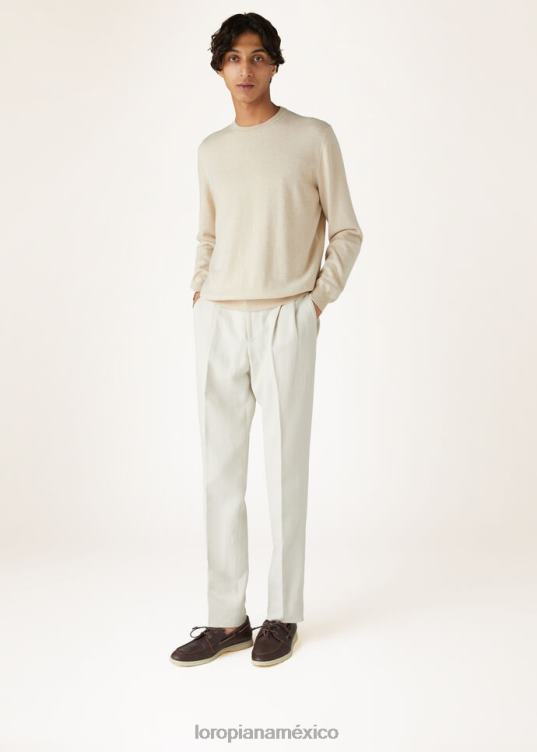 Loro Piana hombres cuello redondo clásico mezcla natural (a001) 2FPNR779