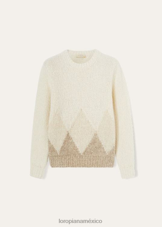 Loro Piana hombres cuello redondo envolvente melaza marrón/natural/turrón (f5ih) 2FPNR764