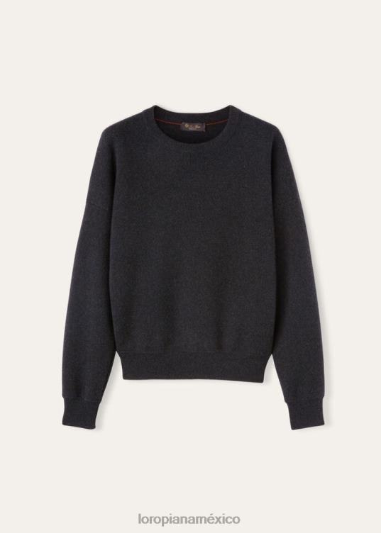 Loro Piana hombres cuello redondo ivrea negro/gris melange (m047) 2FPNR749