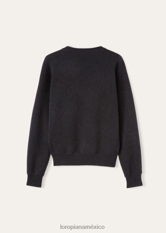 Loro Piana hombres cuello redondo ivrea negro/gris melange (m047) 2FPNR749