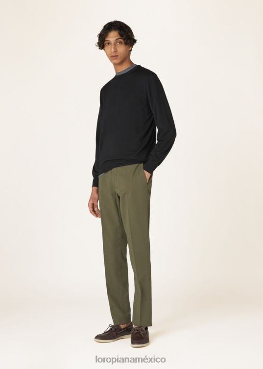 Loro Piana hombres cuello redondo ligero en efectivo negro (8000) 2FPNR838