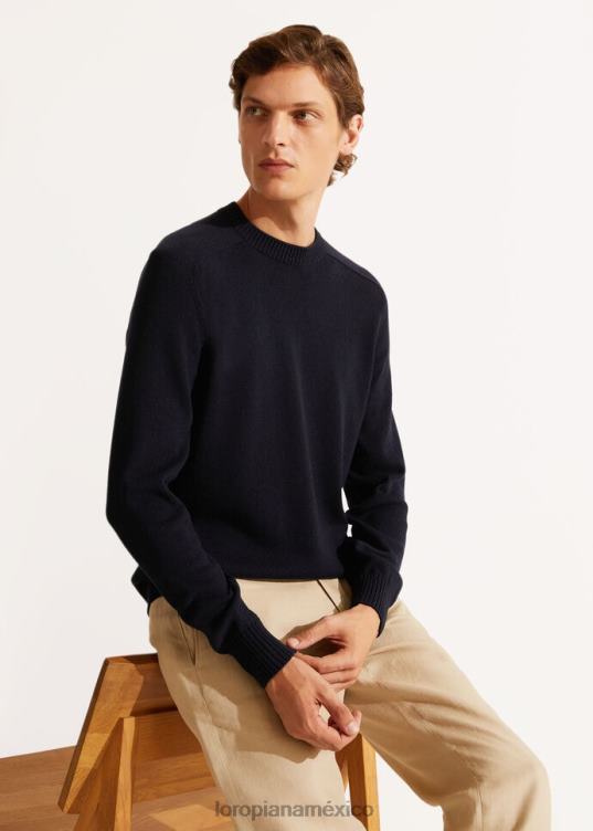 Loro Piana hombres cuello redondo warwik azul marino (w000) 2FPNR792