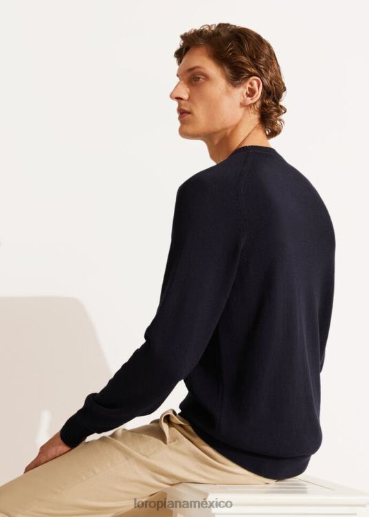 Loro Piana hombres cuello redondo warwik azul marino (w000) 2FPNR792