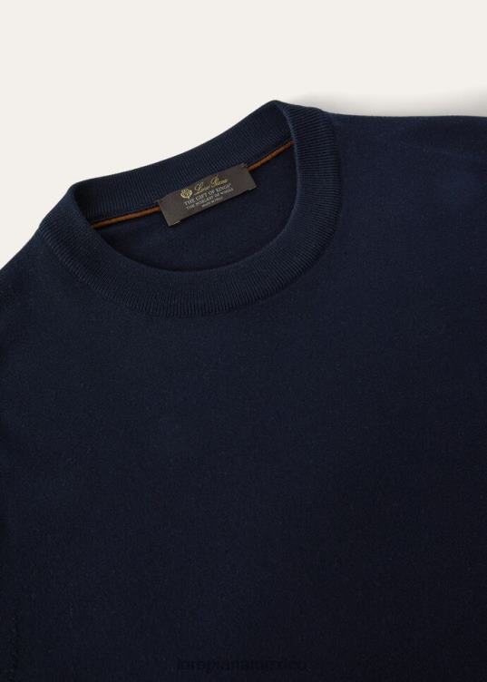 Loro Piana hombres el regalo de reyes cuello redondo azul marino (w000) 2FPNR795