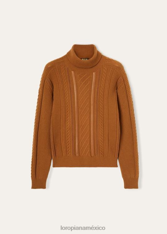 Loro Piana hombres suéter de cuello alto vicuña oscura natural (e09y) 2FPNR807