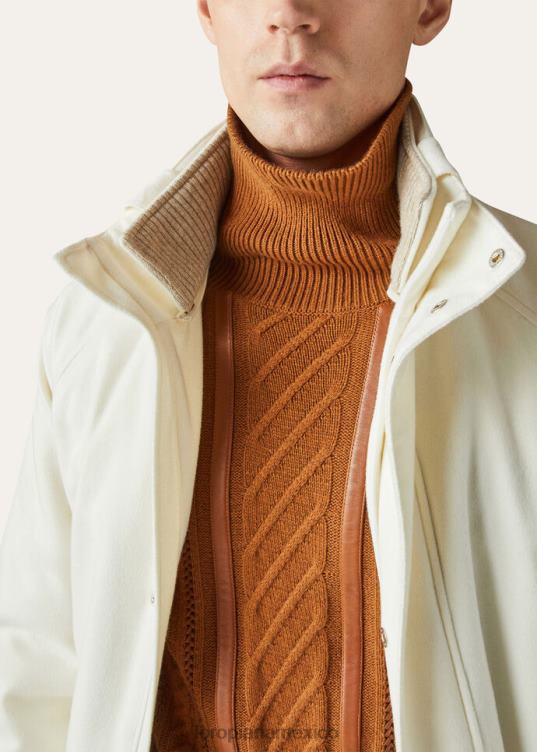 Loro Piana hombres suéter de cuello alto vicuña oscura natural (e09y) 2FPNR807