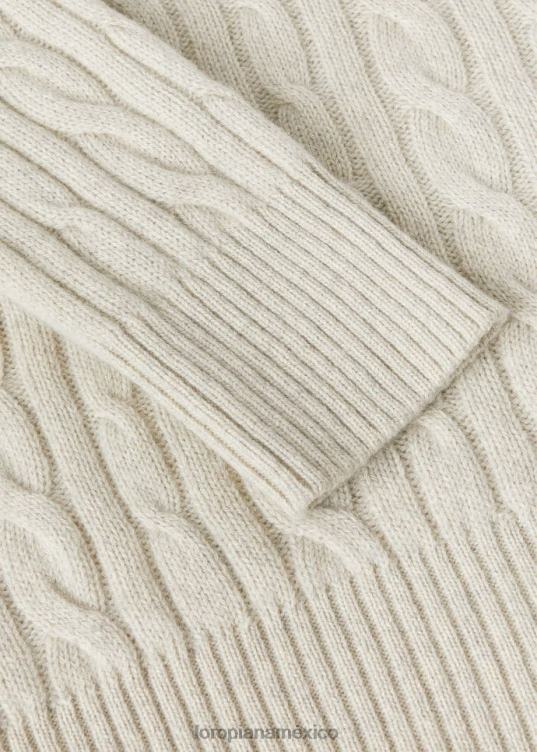 Loro Piana hombres suéter treccia melange plateado/melange natural (j01l) 2FPNR832