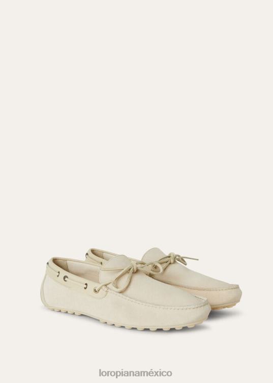 Loro Piana hombres mocasín con puntos crudo (a879) 2FPNR1360