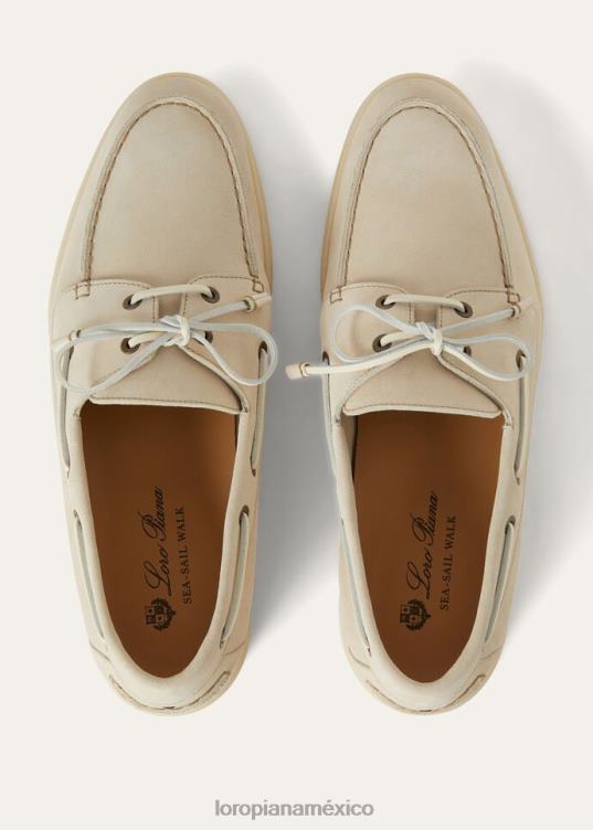 Loro Piana hombres mocasines con vela marina crudo (a879) 2FPNR1364