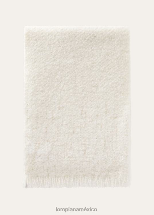 Loro Piana mujer bufanda blanco+bordado natural (f5ft) 2FPNR548