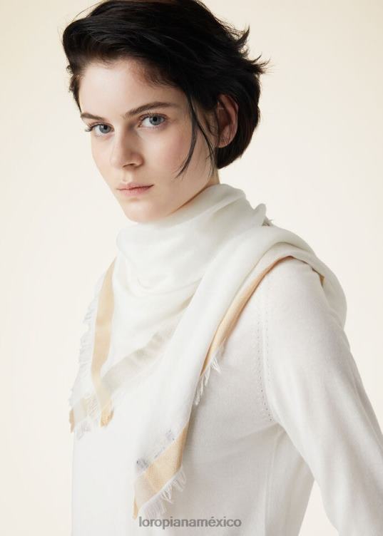 Loro Piana mujer bufanda de arcoíris cuadrado cinta óptica blanca/neutra (fzr8) 2FPNR514